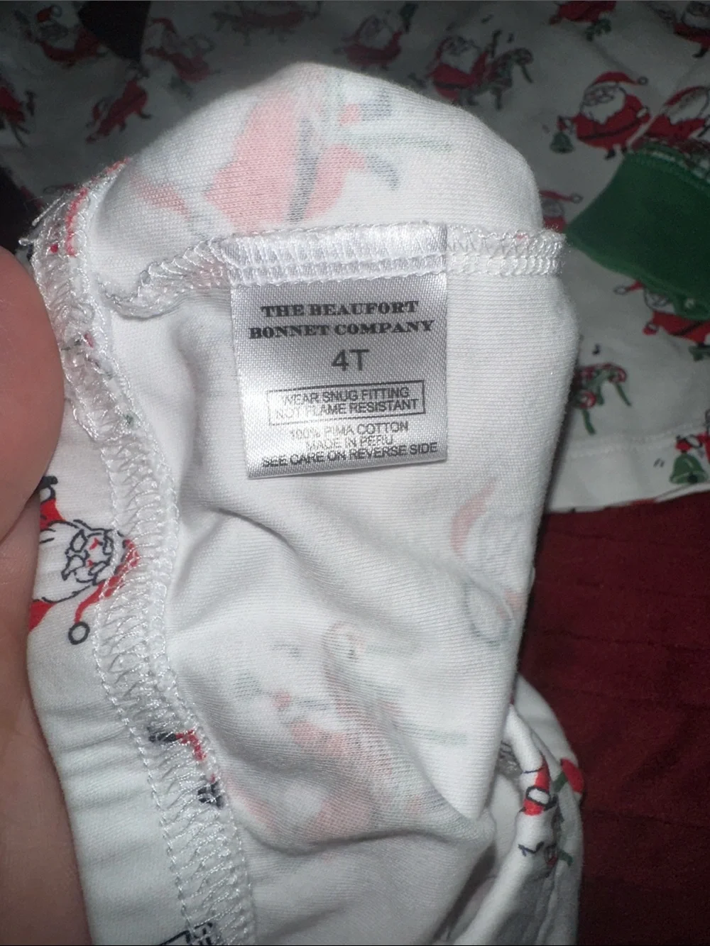 The Beaufort Bonnet company Santa sing along pj 4t White & Red with Green Trim